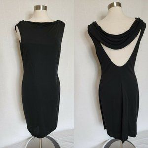 David Meister Womens Solid Black Dress Size 12 Open Back Formal Event
